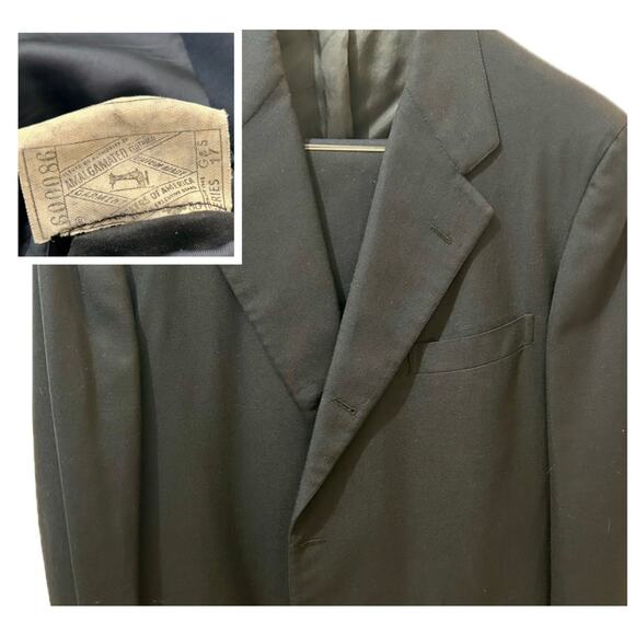 Vintage Brooks Brothers Suit Mens 44 XL Navy Black Wool 60's Immaculate 1960's